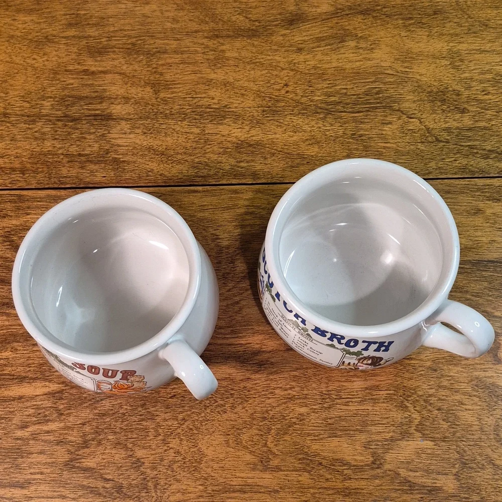 VINTAGE Set of 2 Ceramic Recipe Soup Mugs, Oxtail Soup & Scotch Broth - Picture 6 of 13